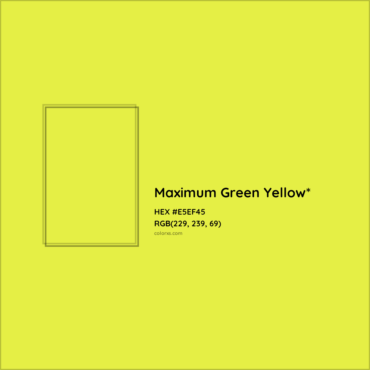 #E5EF45 hex color. RGB, RYB, CMYK, HSL, HSV codes and color conversions. Matching color names, palettes, paints.