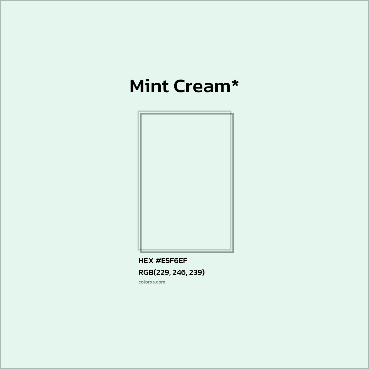 #E5F6EF hex color. RGB, RYB, CMYK, HSL, HSV codes and color conversions. Matching color names, palettes, paints.