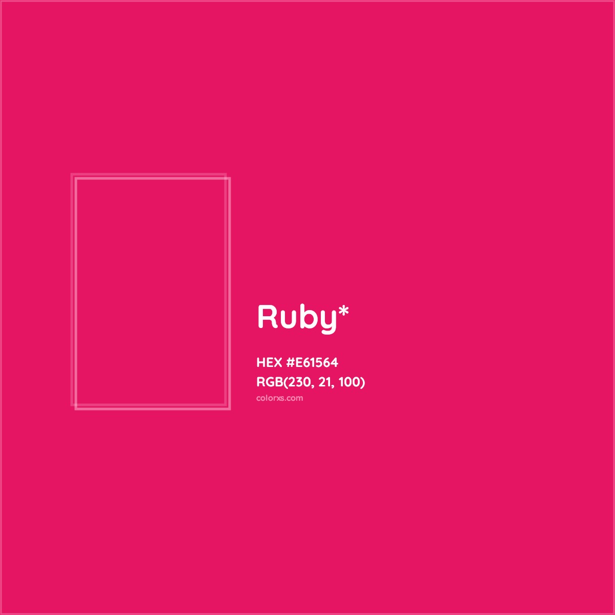 #E61564 hex color. RGB, RYB, CMYK, HSL, HSV codes and color conversions. Matching color names, palettes, paints.