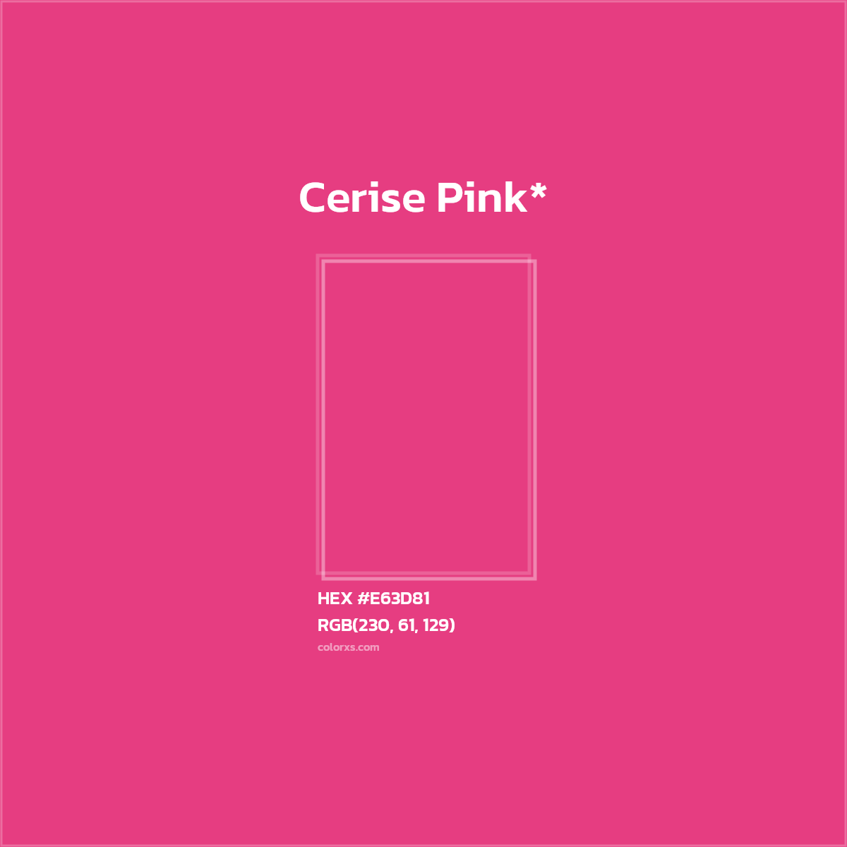 #E63D81 hex color. RGB, RYB, CMYK, HSL, HSV codes and color conversions. Matching color names, palettes, paints.