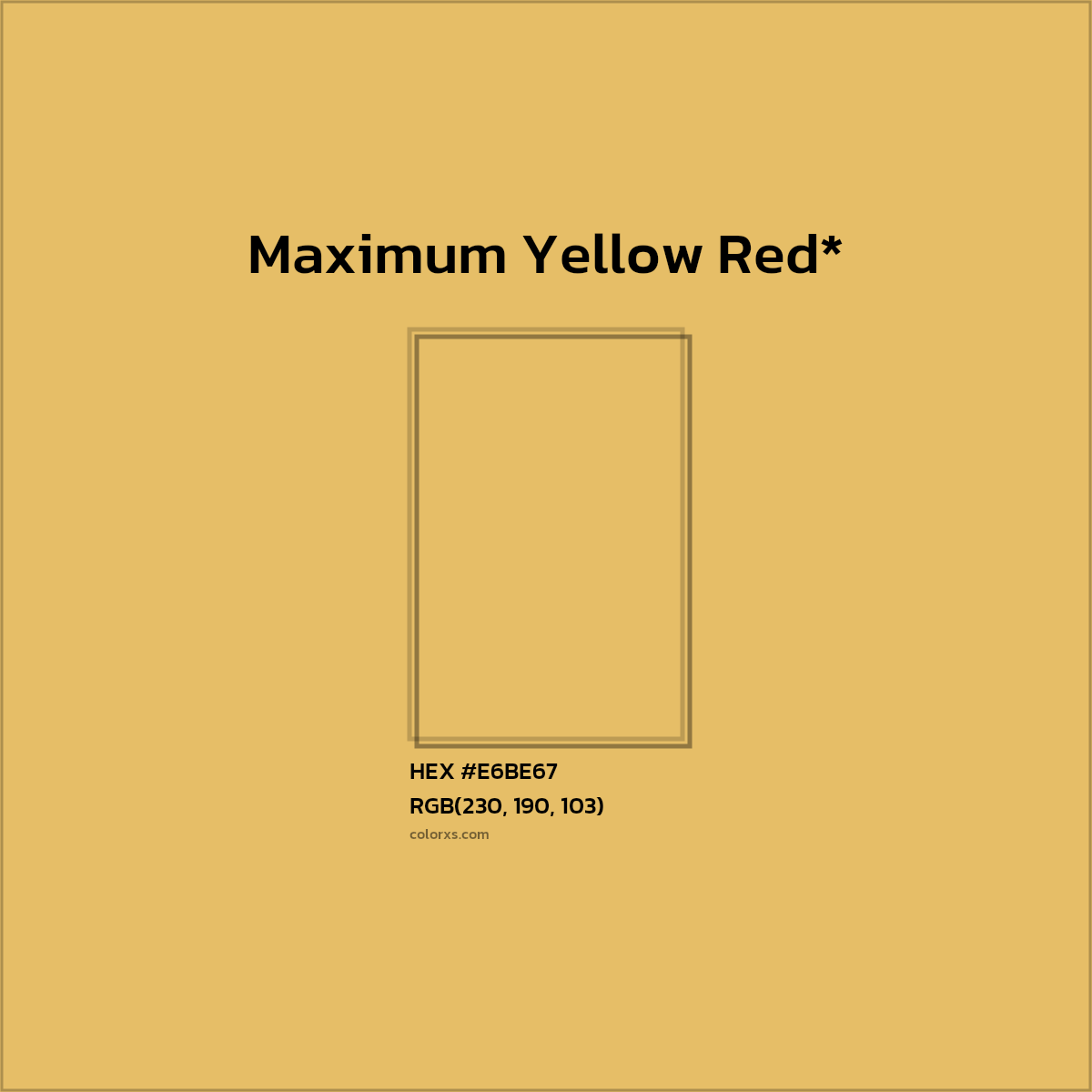#E6BE67 hex color. RGB, RYB, CMYK, HSL, HSV codes and color conversions. Matching color names, palettes, paints.