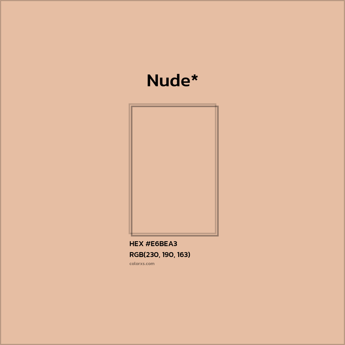 #E6BEA3 hex color. RGB, RYB, CMYK, HSL, HSV codes and color conversions. Matching color names, palettes, paints.
