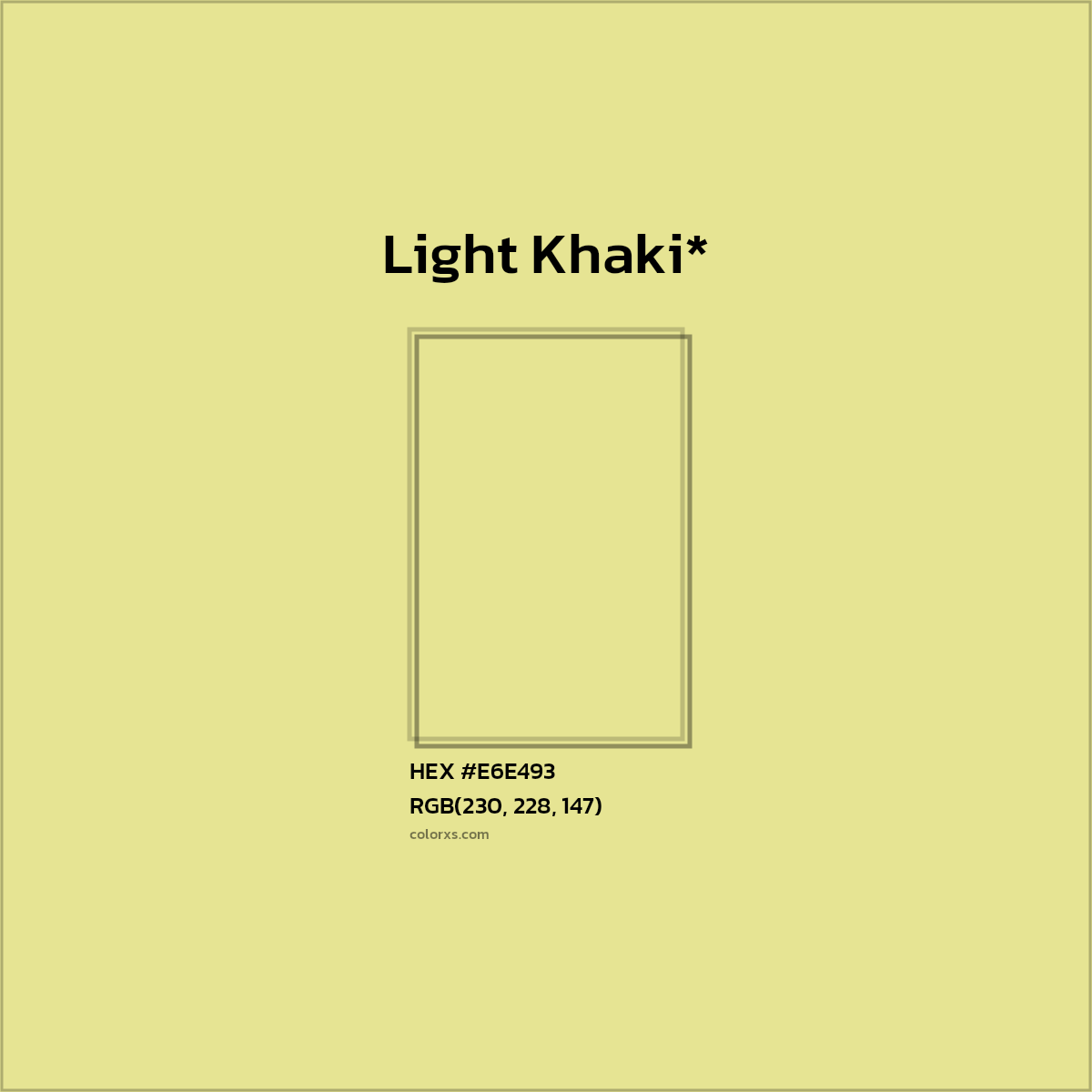 #E6E493 hex color. RGB, RYB, CMYK, HSL, HSV codes and color conversions. Matching color names, palettes, paints.