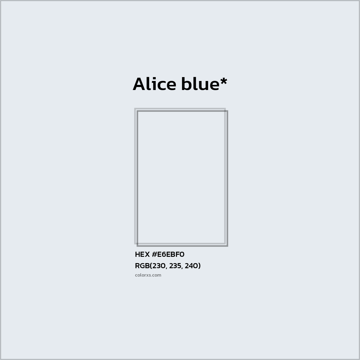 #E6EBF0 hex color. RGB, RYB, CMYK, HSL, HSV codes and color conversions. Matching color names, palettes, paints.