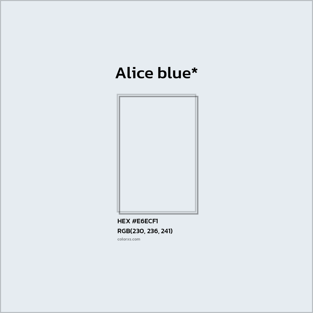 #E6ECF1 hex color. RGB, RYB, CMYK, HSL, HSV codes and color conversions. Matching color names, palettes, paints.