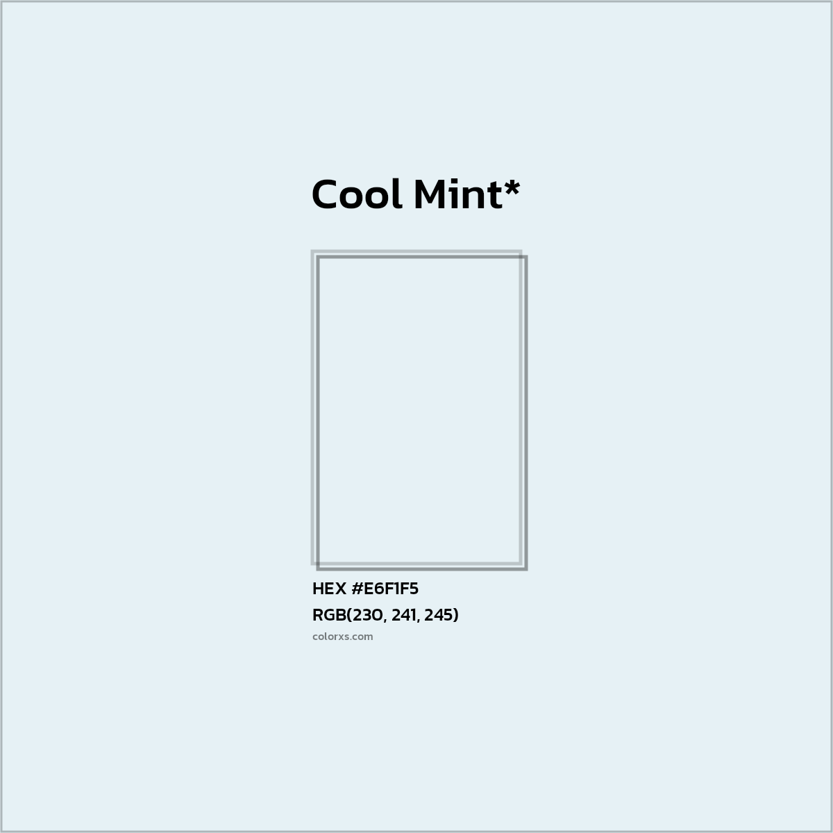 #E6F1F5 hex color. RGB, RYB, CMYK, HSL, HSV codes and color conversions. Matching color names, palettes, paints.