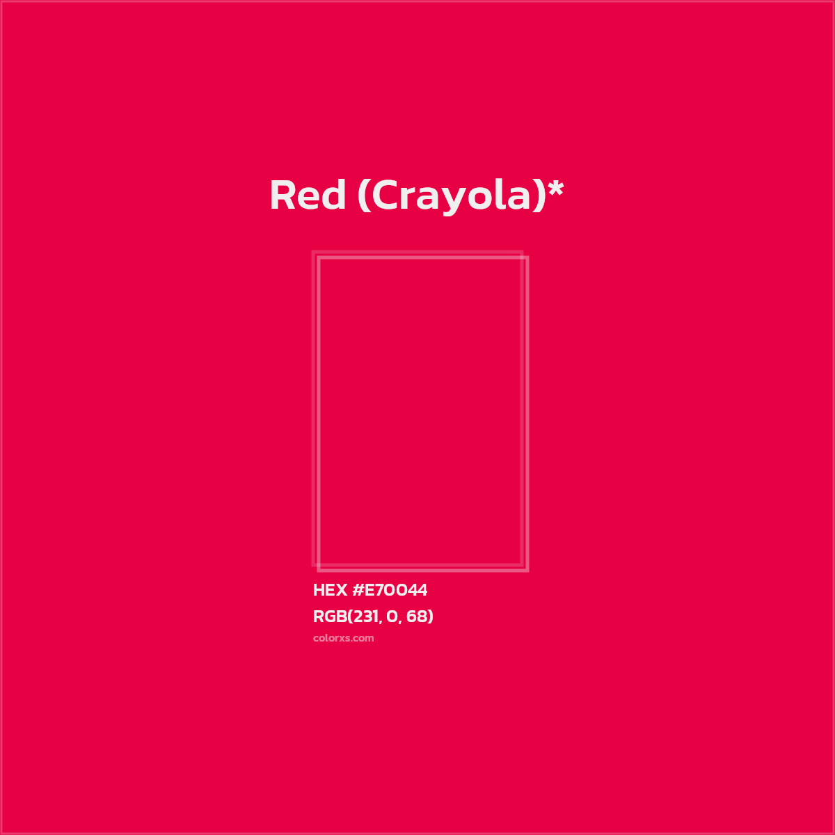 #E70044 hex color. RGB, RYB, CMYK, HSL, HSV codes and color conversions. Matching color names, palettes, paints.