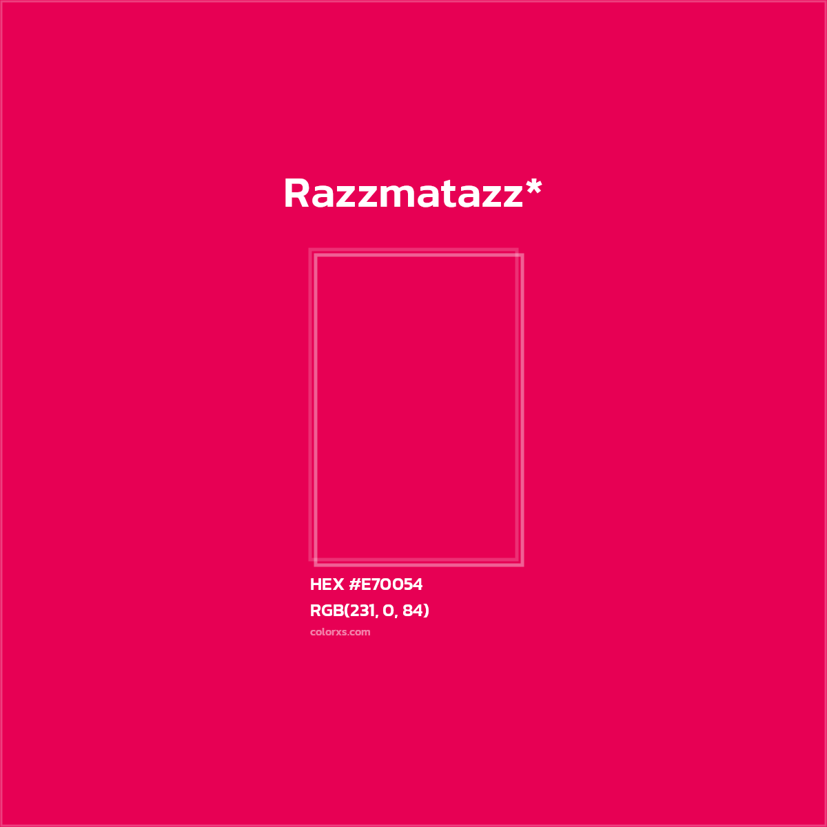 #E70054 hex color. RGB, RYB, CMYK, HSL, HSV codes and color conversions. Matching color names, palettes, paints.