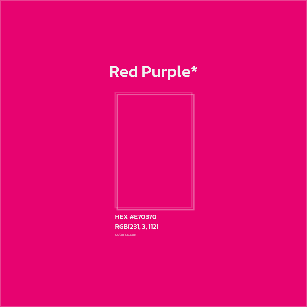 #E70370 hex color. RGB, RYB, CMYK, HSL, HSV codes and color conversions. Matching color names, palettes, paints.