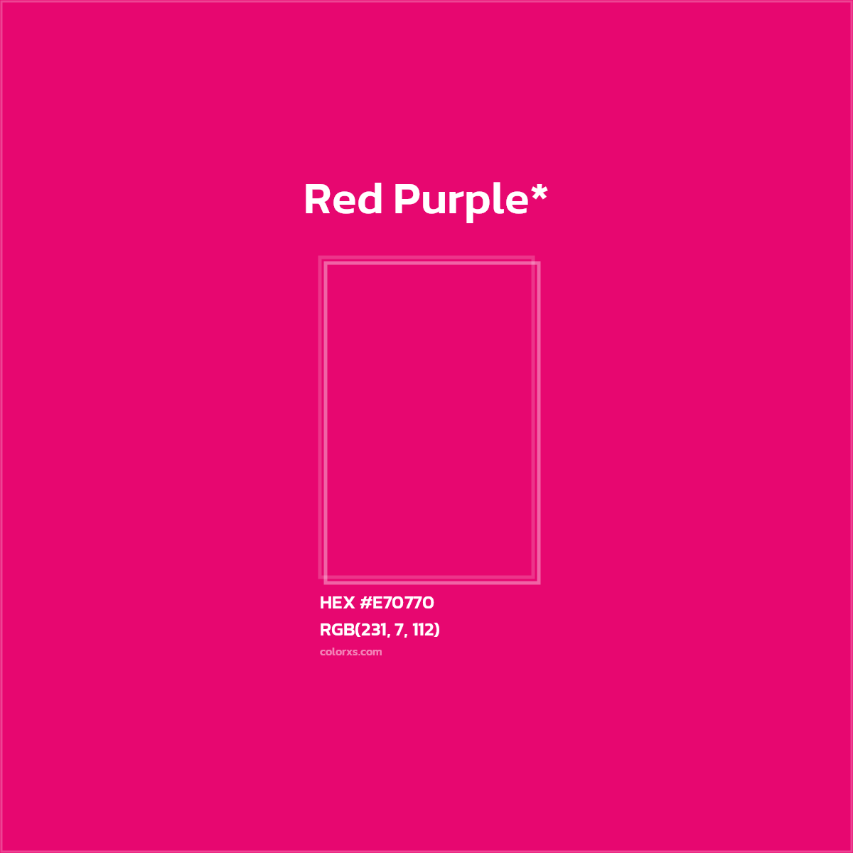 #E70770 hex color. RGB, RYB, CMYK, HSL, HSV codes and color conversions. Matching color names, palettes, paints.