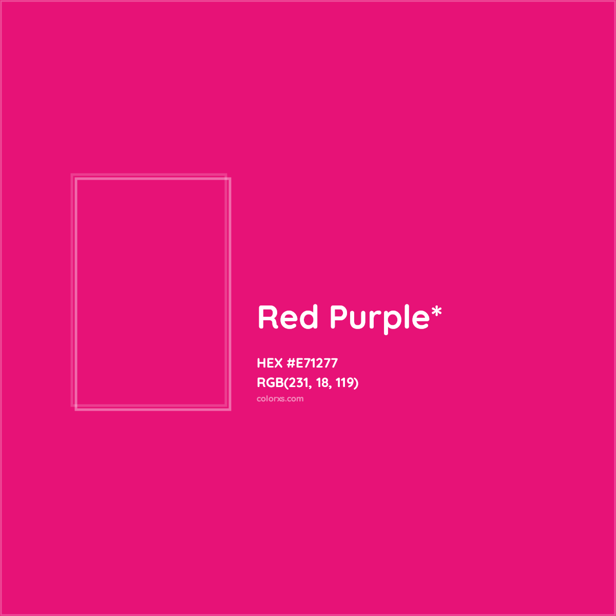 #E71277 hex color. RGB, RYB, CMYK, HSL, HSV codes and color conversions. Matching color names, palettes, paints.