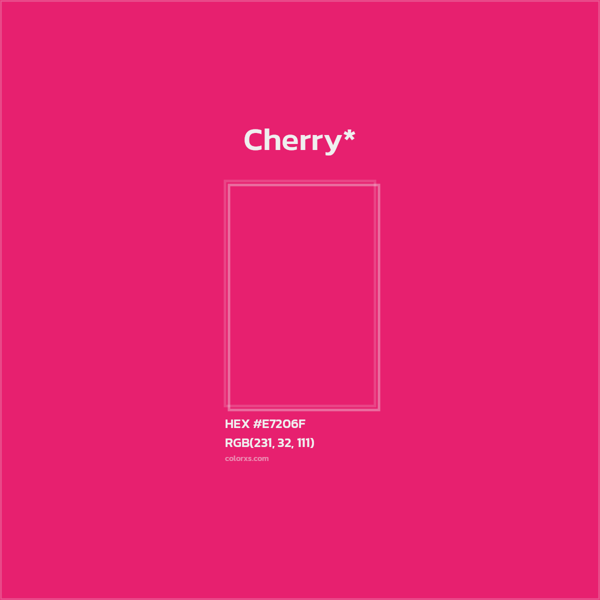 #E7206F hex color. RGB, RYB, CMYK, HSL, HSV codes and color conversions. Matching color names, palettes, paints.