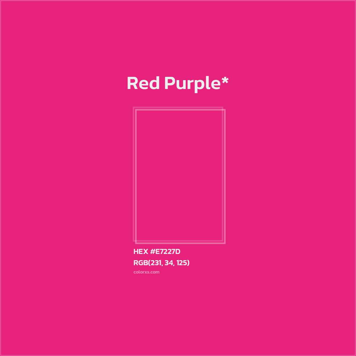 #E7227D hex color. RGB, RYB, CMYK, HSL, HSV codes and color conversions. Matching color names, palettes, paints.