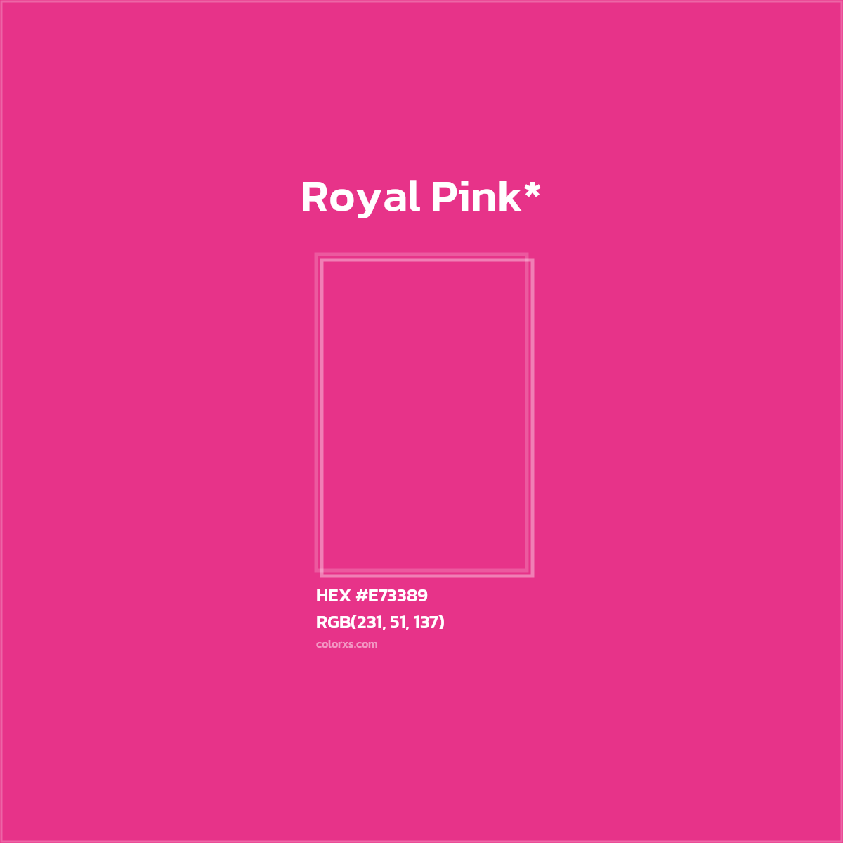 #E73389 hex color. RGB, RYB, CMYK, HSL, HSV codes and color conversions. Matching color names, palettes, paints.