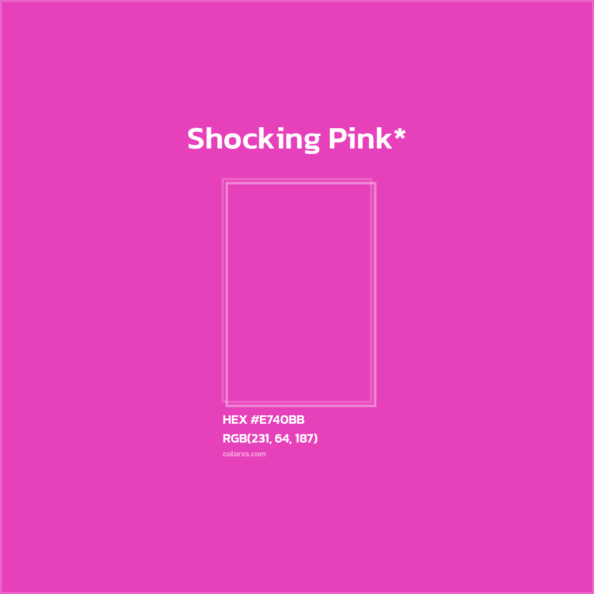 #E740BB hex color. RGB, RYB, CMYK, HSL, HSV codes and color conversions. Matching color names, palettes, paints.