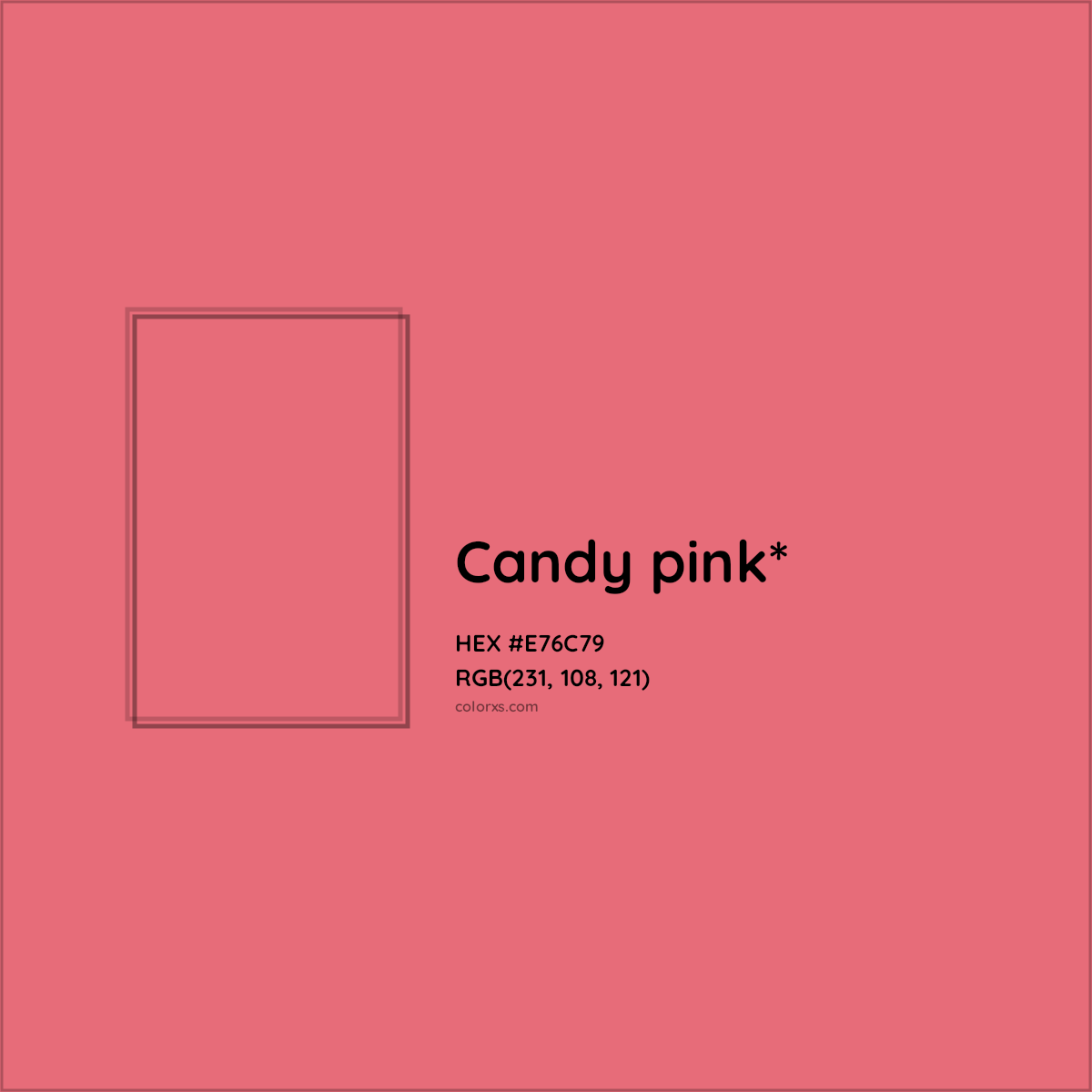 #E76C79 hex color. RGB, RYB, CMYK, HSL, HSV codes and color conversions. Matching color names, palettes, paints.