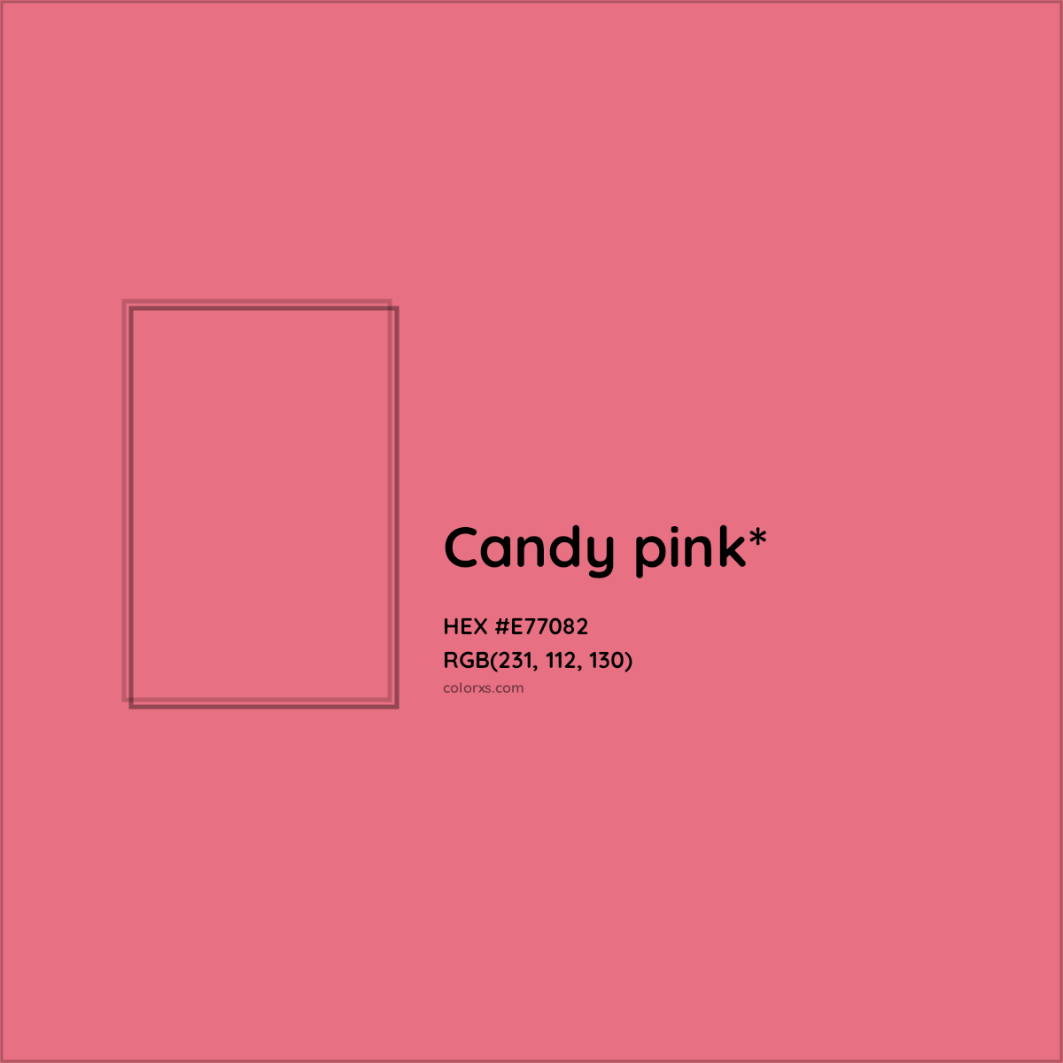 #E77082 hex color. RGB, RYB, CMYK, HSL, HSV codes and color conversions. Matching color names, palettes, paints.