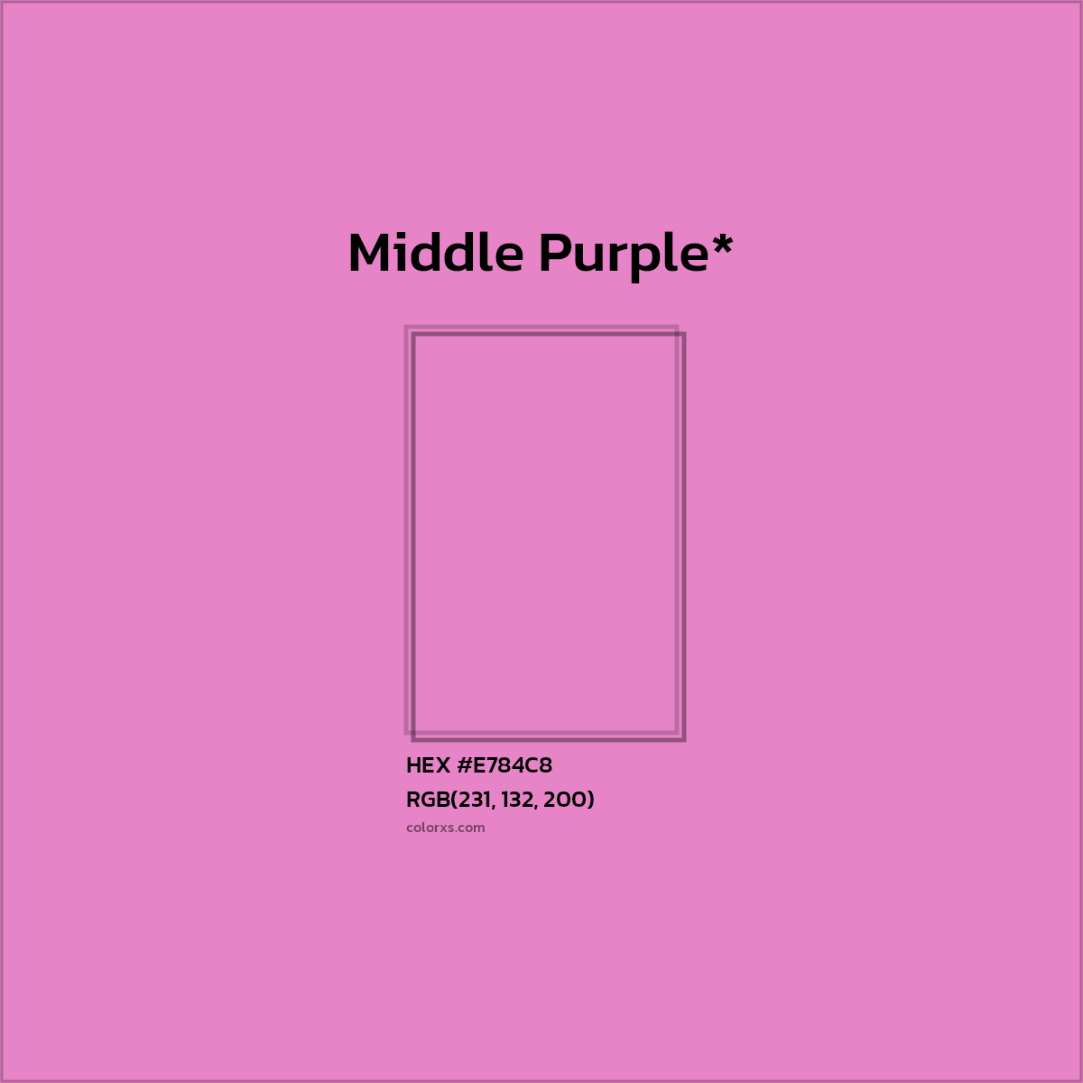 #E784C8 hex color. RGB, RYB, CMYK, HSL, HSV codes and color conversions. Matching color names, palettes, paints.