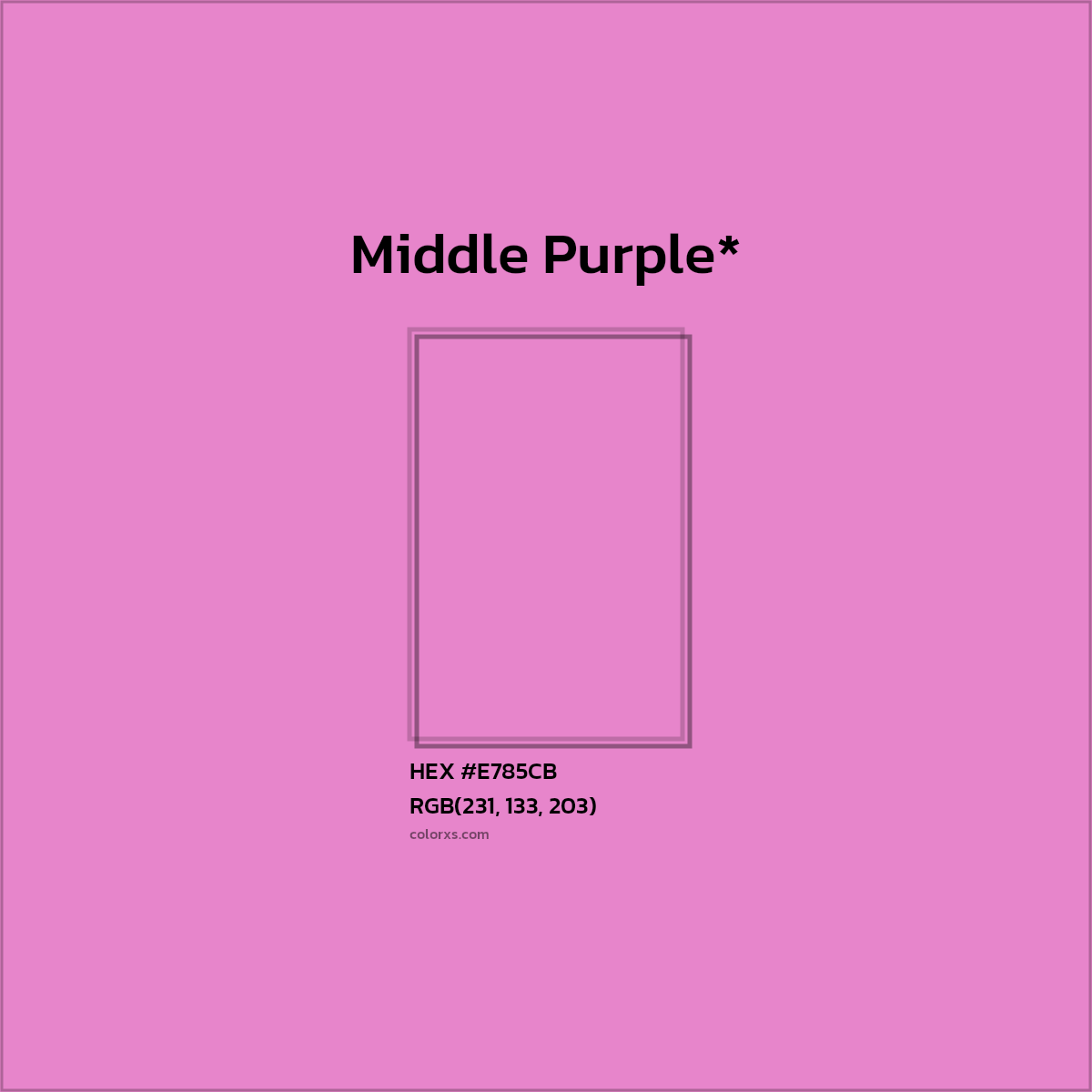 #E785CB hex color. RGB, RYB, CMYK, HSL, HSV codes and color conversions. Matching color names, palettes, paints.