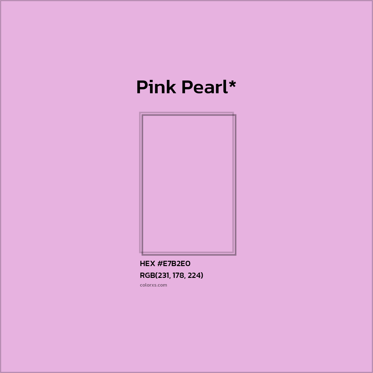 #E7B2E0 hex color. RGB, RYB, CMYK, HSL, HSV codes and color conversions. Matching color names, palettes, paints.