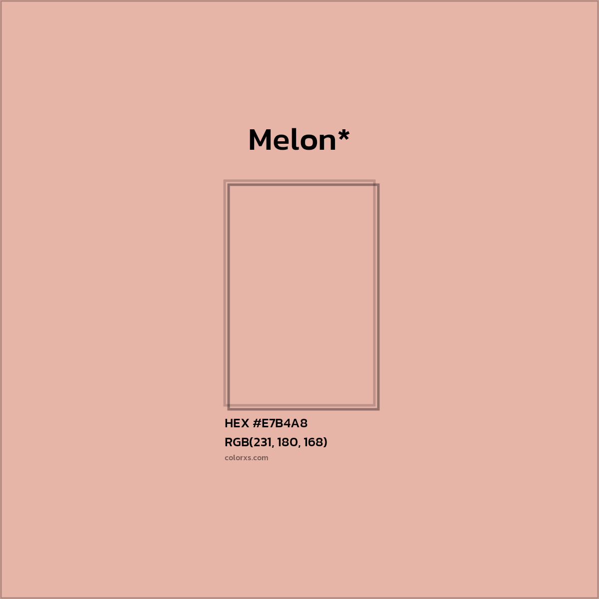 #E7B4A8 hex color. RGB, RYB, CMYK, HSL, HSV codes and color conversions. Matching color names, palettes, paints.