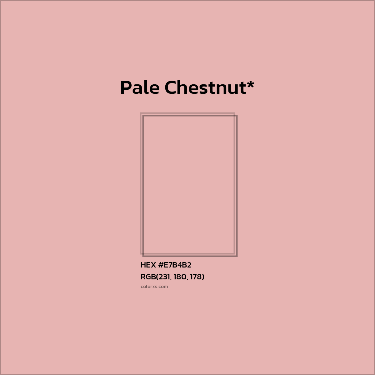 #E7B4B2 hex color. RGB, RYB, CMYK, HSL, HSV codes and color conversions. Matching color names, palettes, paints.