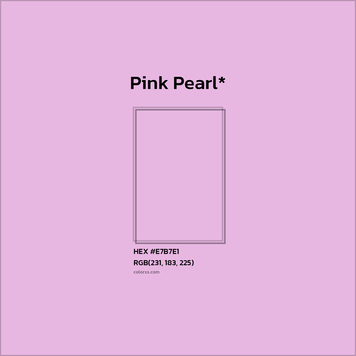 #E7B7E1 hex color. RGB, RYB, CMYK, HSL, HSV codes and color conversions. Matching color names, palettes, paints.
