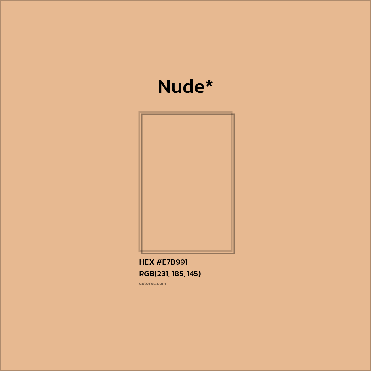 #E7B991 hex color. RGB, RYB, CMYK, HSL, HSV codes and color conversions. Matching color names, palettes, paints.