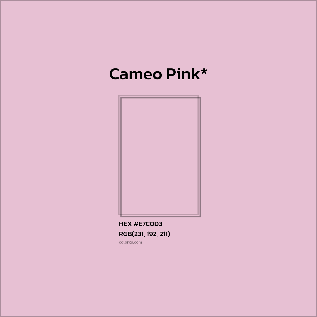 #E7C0D3 hex color. RGB, RYB, CMYK, HSL, HSV codes and color conversions. Matching color names, palettes, paints.