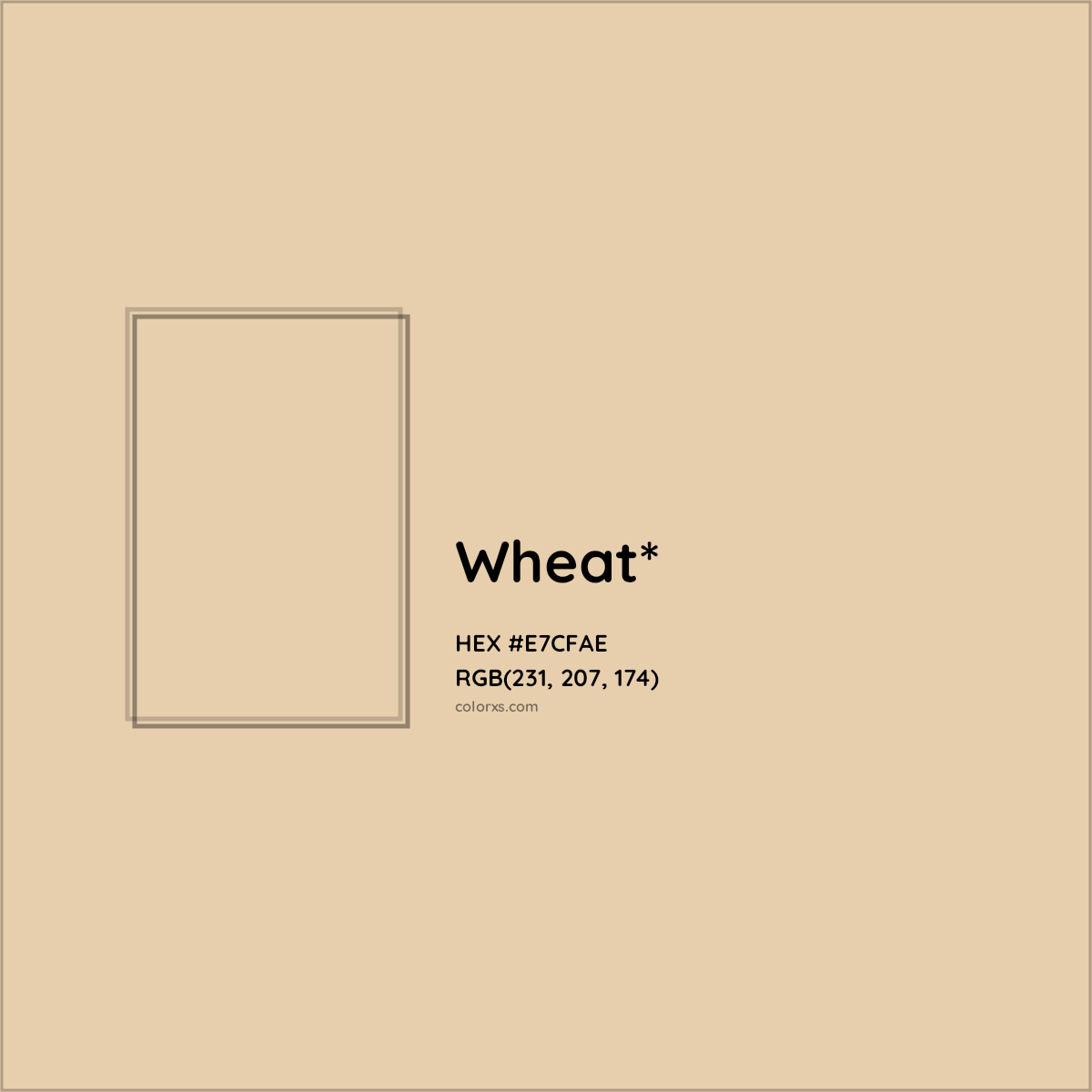 #E7CFAE hex color. RGB, RYB, CMYK, HSL, HSV codes and color conversions. Matching color names, palettes, paints.