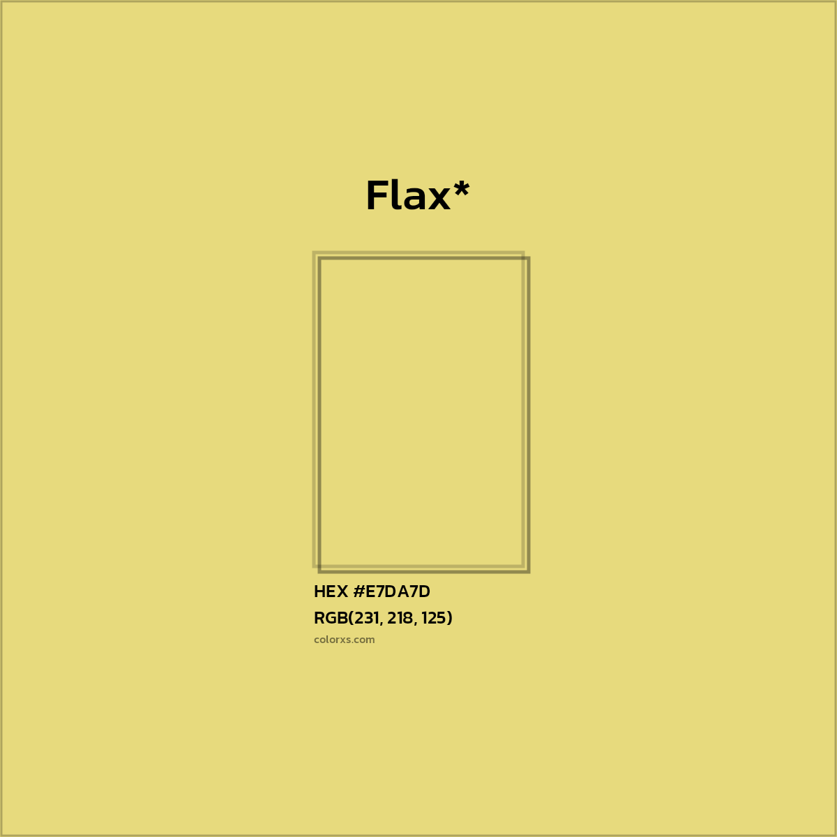 #E7DA7D hex color. RGB, RYB, CMYK, HSL, HSV codes and color conversions. Matching color names, palettes, paints.