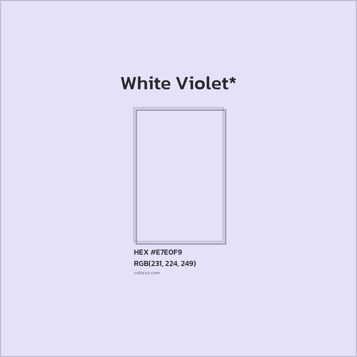 #E7E0F9 hex color. RGB, RYB, CMYK, HSL, HSV codes and color conversions. Matching color names, palettes, paints.