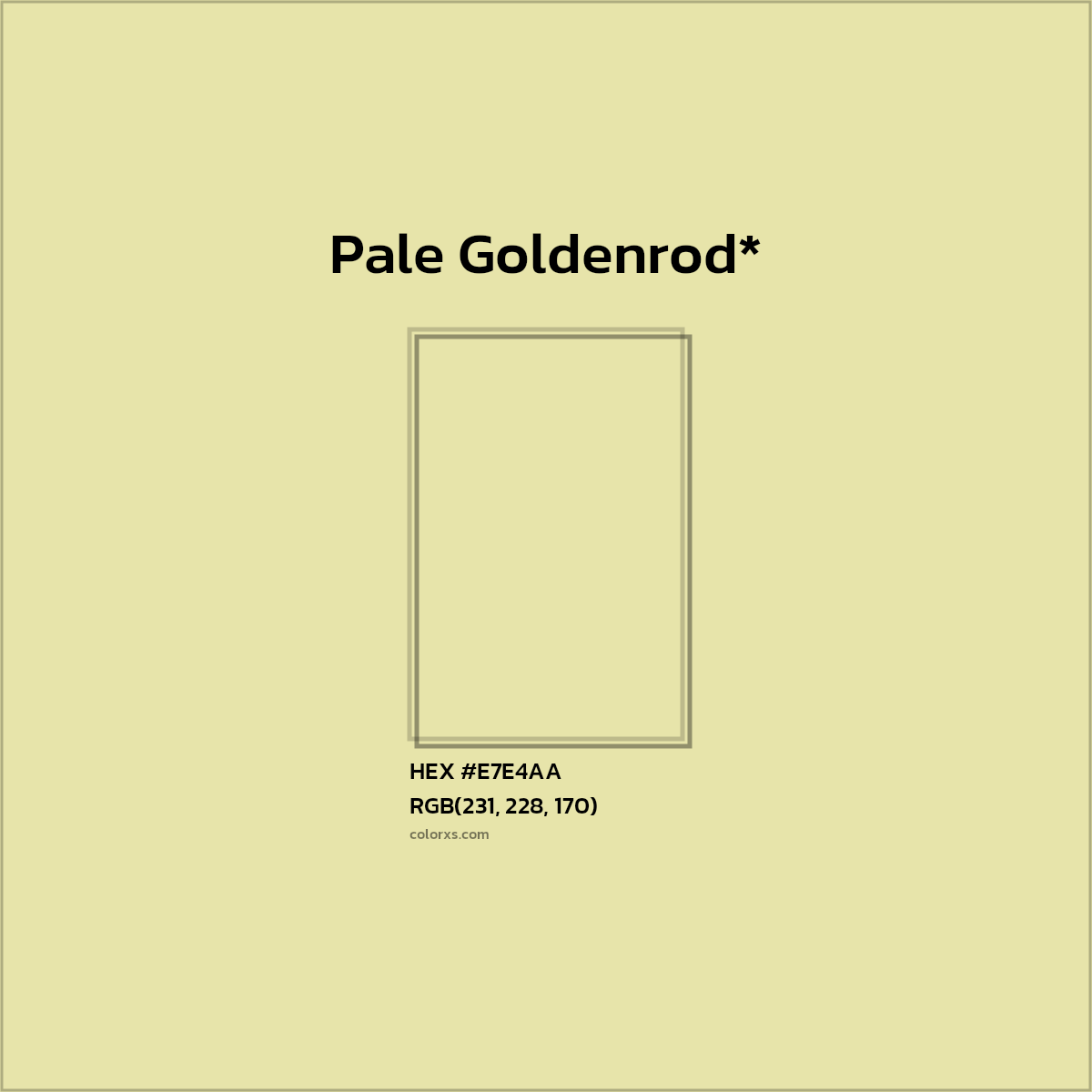 #E7E4AA hex color. RGB, RYB, CMYK, HSL, HSV codes and color conversions. Matching color names, palettes, paints.