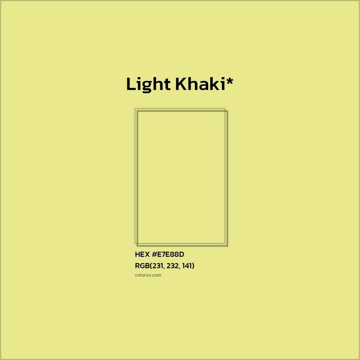 #E7E88D hex color. RGB, RYB, CMYK, HSL, HSV codes and color conversions. Matching color names, palettes, paints.