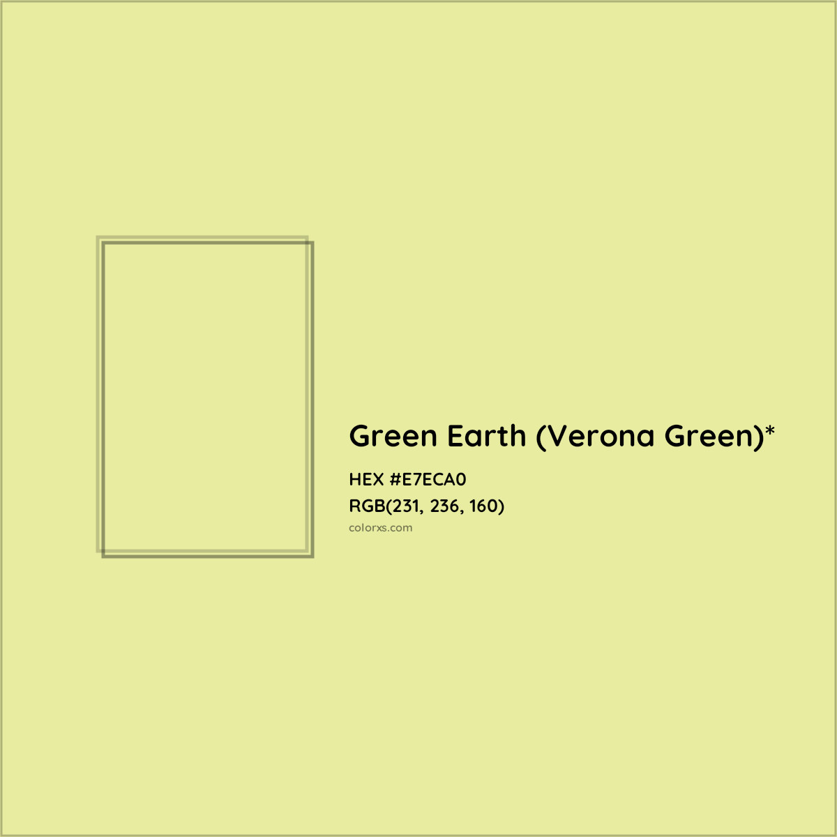 #E7ECA0 hex color. RGB, RYB, CMYK, HSL, HSV codes and color conversions. Matching color names, palettes, paints.