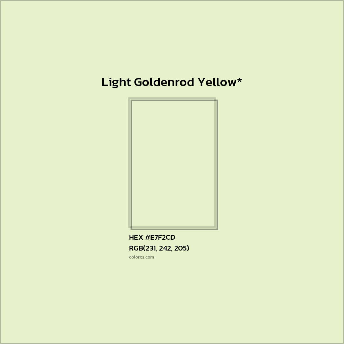 #E7F2CD hex color. RGB, RYB, CMYK, HSL, HSV codes and color conversions. Matching color names, palettes, paints.