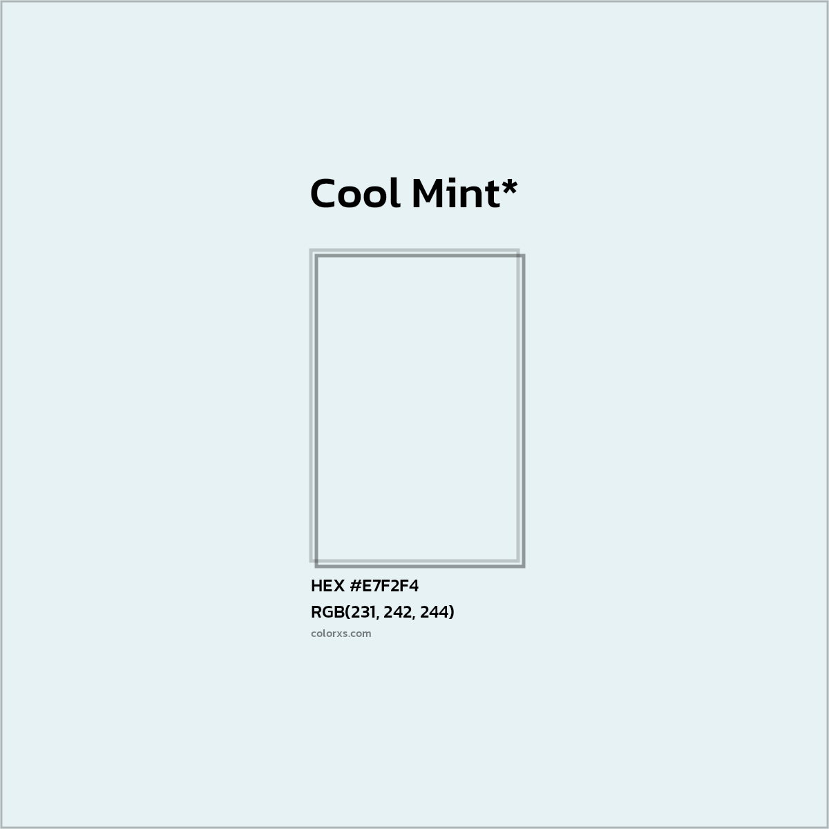 #E7F2F4 hex color. RGB, RYB, CMYK, HSL, HSV codes and color conversions. Matching color names, palettes, paints.