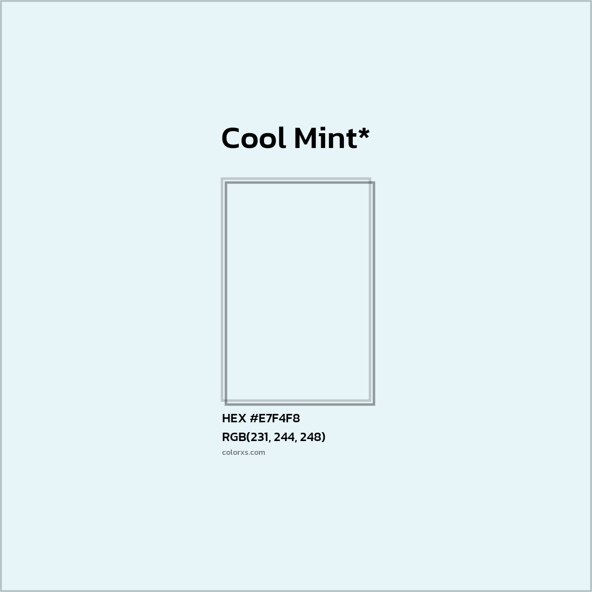#E7F4F8 hex color. RGB, RYB, CMYK, HSL, HSV codes and color conversions. Matching color names, palettes, paints.