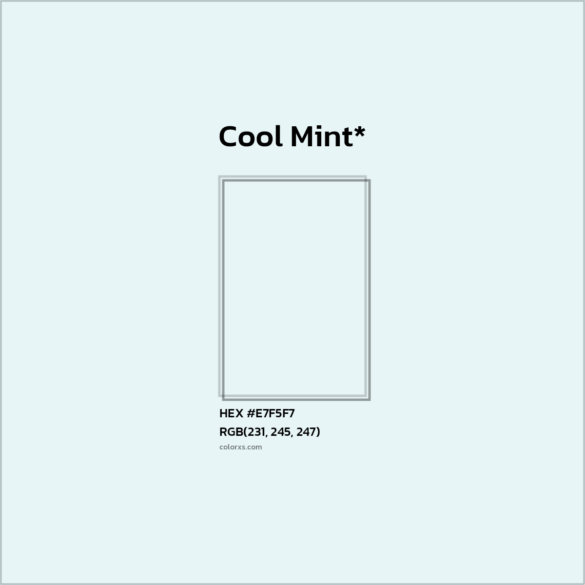 #E7F5F7 hex color. RGB, RYB, CMYK, HSL, HSV codes and color conversions. Matching color names, palettes, paints.
