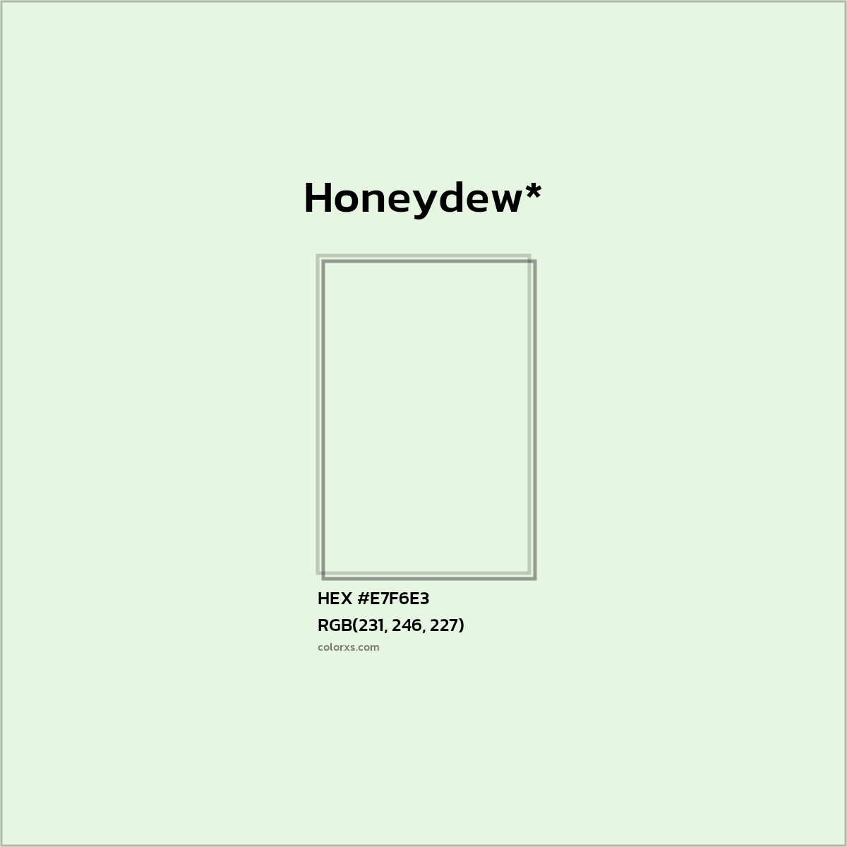 #E7F6E3 hex color. RGB, RYB, CMYK, HSL, HSV codes and color conversions. Matching color names, palettes, paints.