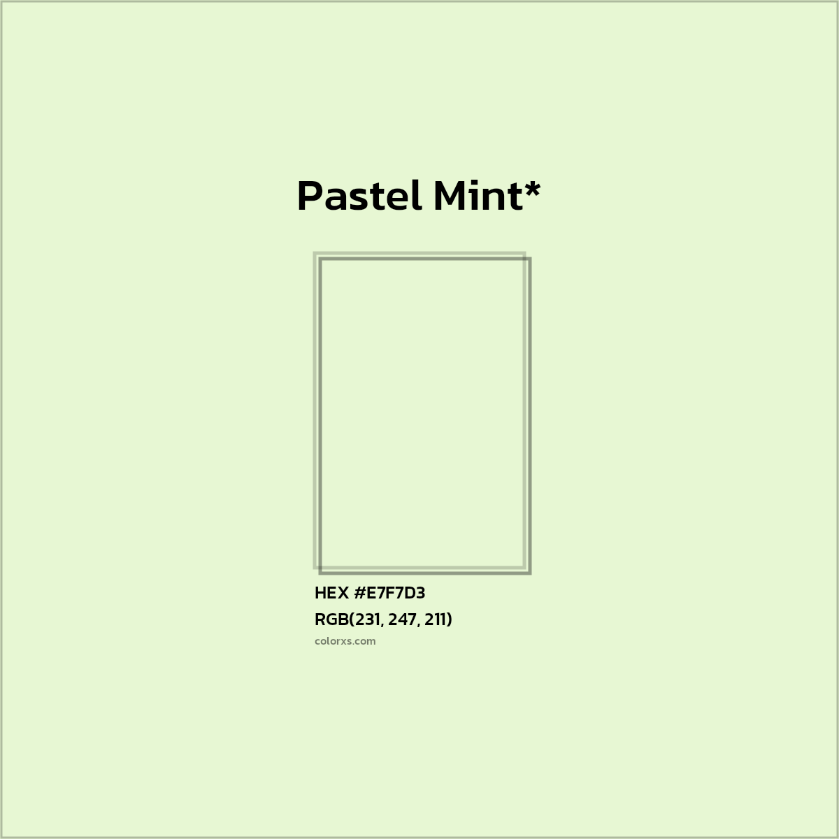 #E7F7D3 hex color. RGB, RYB, CMYK, HSL, HSV codes and color conversions. Matching color names, palettes, paints.