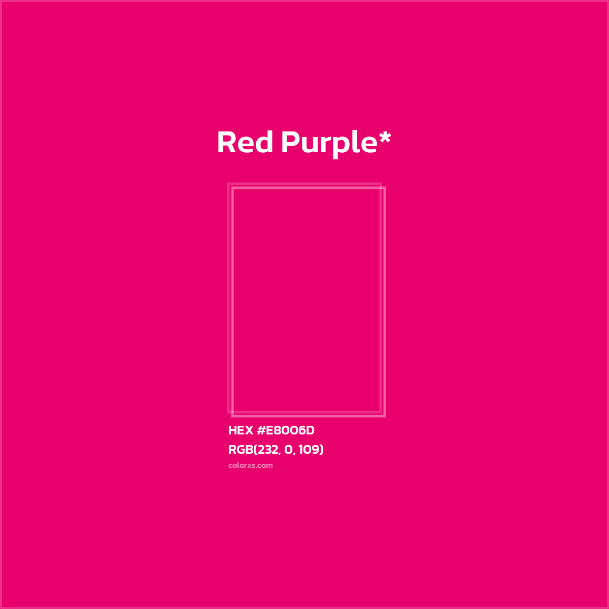 #E8006D hex color. RGB, RYB, CMYK, HSL, HSV codes and color conversions. Matching color names, palettes, paints.