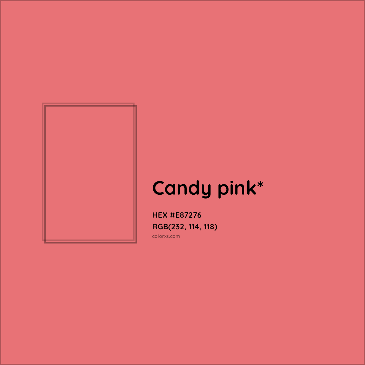 #E87276 hex color. RGB, RYB, CMYK, HSL, HSV codes and color conversions. Matching color names, palettes, paints.