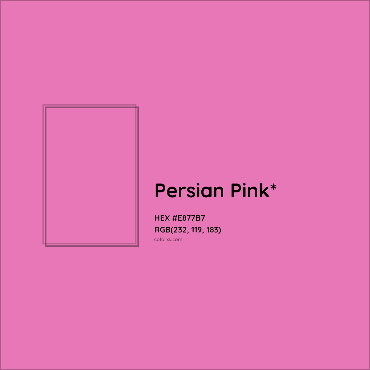 #E877B7 hex color. RGB, RYB, CMYK, HSL, HSV codes and color conversions. Matching color names, palettes, paints.
