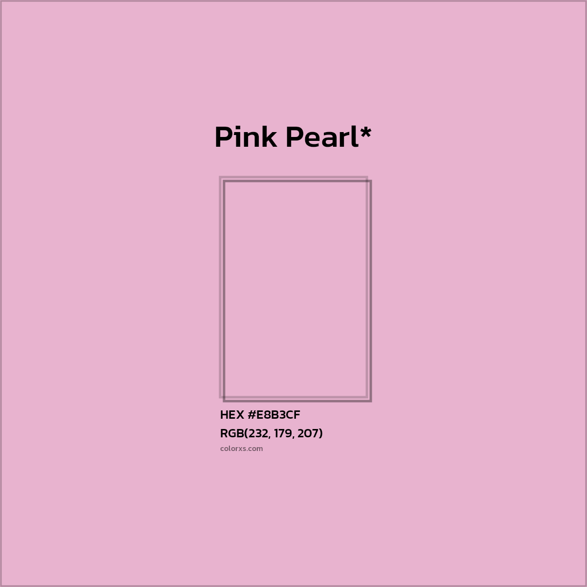 #E8B3CF hex color. RGB, RYB, CMYK, HSL, HSV codes and color conversions. Matching color names, palettes, paints.