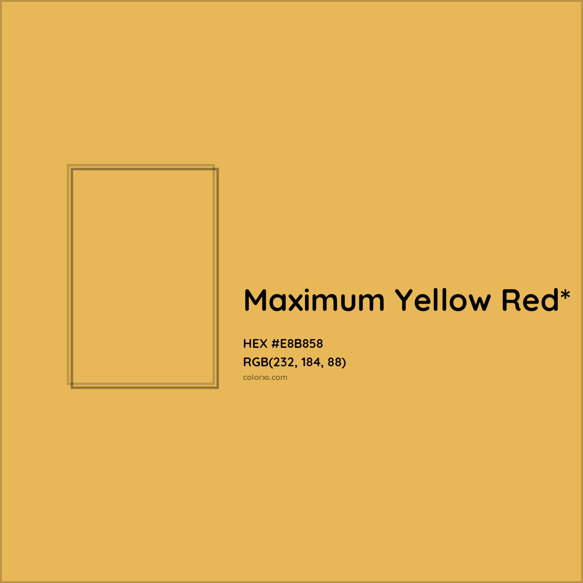 #E8B858 hex color. RGB, RYB, CMYK, HSL, HSV codes and color conversions. Matching color names, palettes, paints.