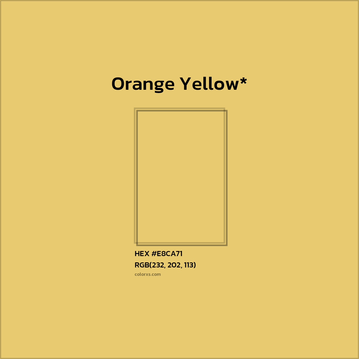 #E8CA71 hex color. RGB, RYB, CMYK, HSL, HSV codes and color conversions. Matching color names, palettes, paints.