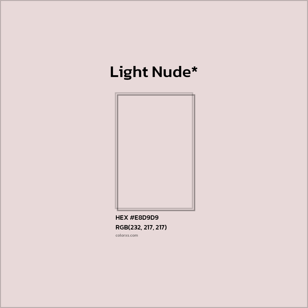 #E8D9D9 hex color. RGB, RYB, CMYK, HSL, HSV codes and color conversions. Matching color names, palettes, paints.