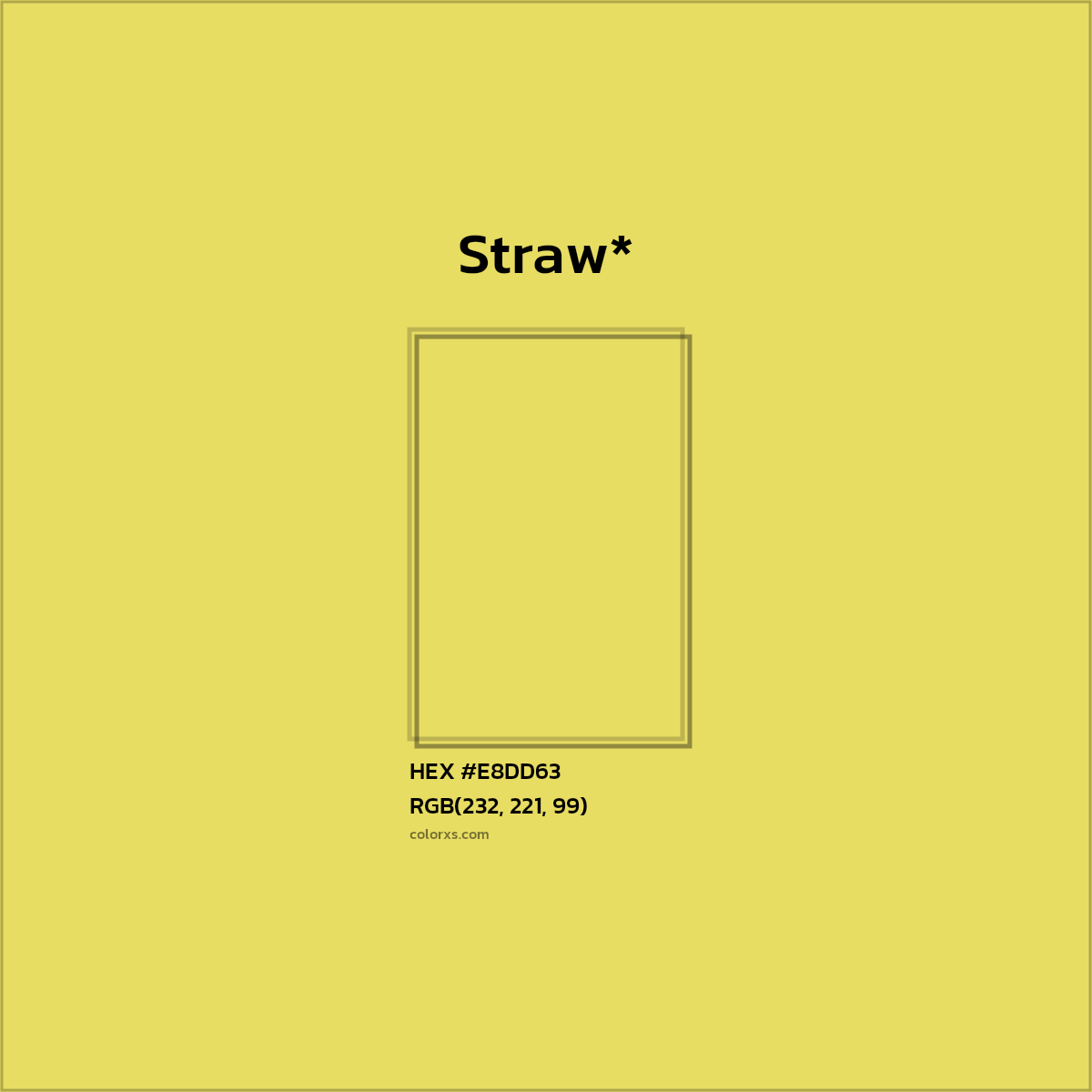 #E8DD63 hex color. RGB, RYB, CMYK, HSL, HSV codes and color conversions. Matching color names, palettes, paints.