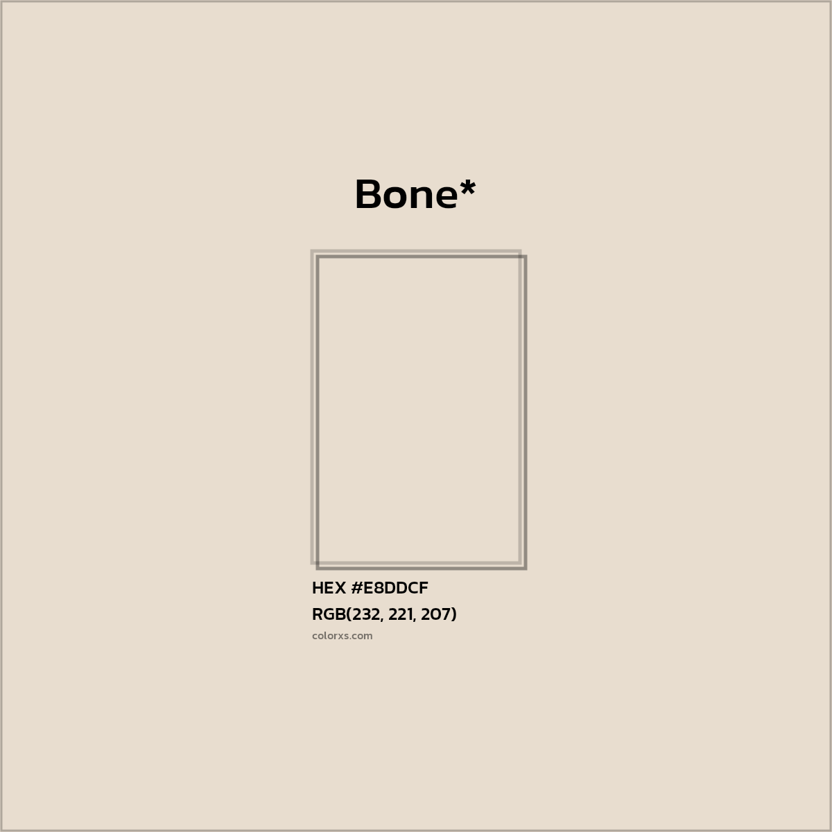 #E8DDCF hex color. RGB, RYB, CMYK, HSL, HSV codes and color conversions. Matching color names, palettes, paints.